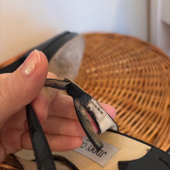 Jimmy Choo London Black Patent Leather Slingback Heels Size 38 - Picture 5 of 7